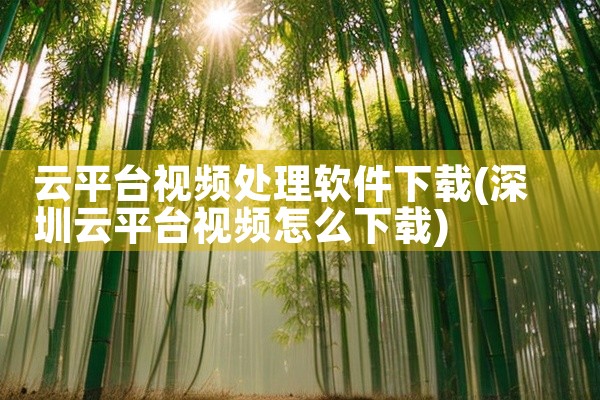 云平台视频处理软件下载