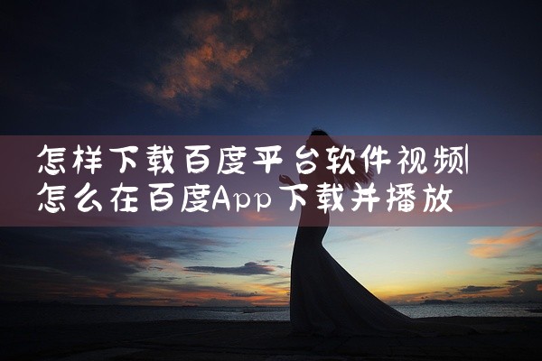 怎样下载百度平台软件视频